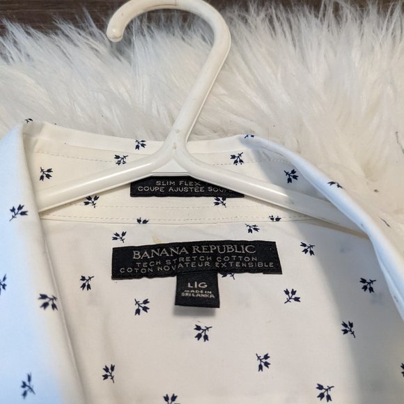 Banana Republic - Mens Large - Dress Shirt - White/Blue - Picture 2 of 4